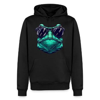 Grenouille cool avec des lunettes de soleil – Animal - Sweat à capuche Premium bio Homme - noir - Devant - Nico (187cm)