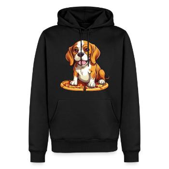 Beagle Liebhaber: Salamipizza & Hundebesitzer Desi - Männer Premium Bio Hoodie - Schwarz - Vorne - Nico (187cm)