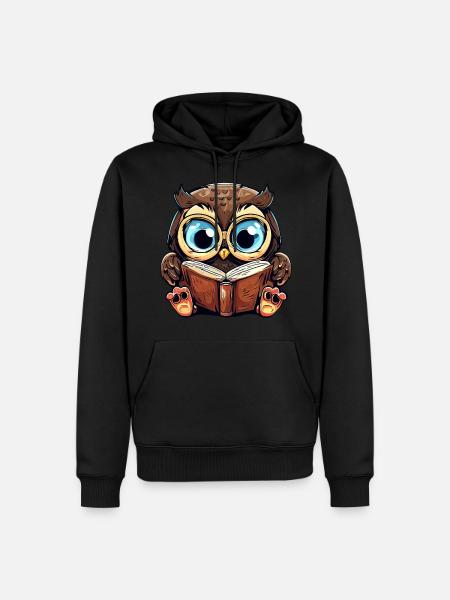 Clever owl and bookworm - Men’s Premium Organic Hoodie - black