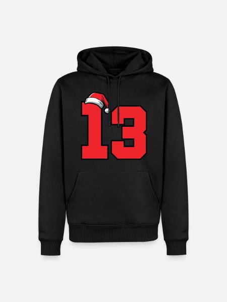 13 Número Navidad - Sudadera con capucha prémium ecológica para hombre - negro