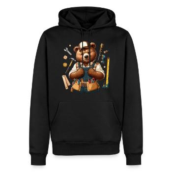 Cute Bear Craftsman - Männer Premium Bio Hoodie - Schwarz - Vorne - Nico (187cm)