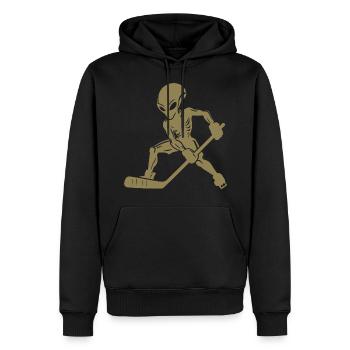 Alien Eishockeyspieler Silhouette Minimalistisches - Männer Premium Bio Hoodie - Schwarz - Vorne - Nico (187cm)