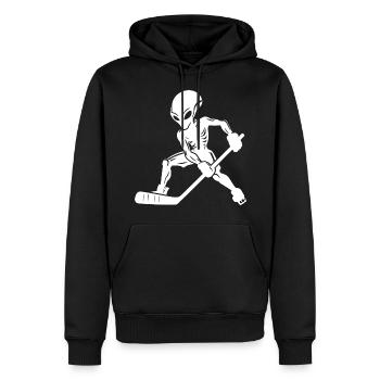 Alien Eishockeyspieler Silhouette Minimalistisches - Männer Premium Bio Hoodie - Schwarz - Vorne - Nico (187cm)