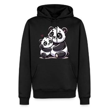 Parent panda aimant avec enfant - Sweat à capuche Premium bio Homme - noir - Devant - Nico (187cm)