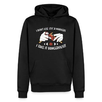 Ne pas tricoter dangereusement avec des marqueurs de point - Sweat à capuche Premium bio Homme - noir - Devant - Nico (187cm)