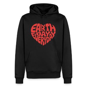 Earth Day Everyday Retro Art Heart Design - Sweat à capuche Premium bio Homme - noir - Devant - Nico (187cm)