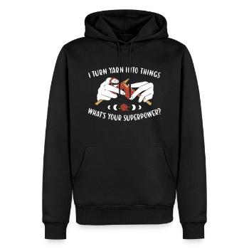 I Turn Yarn Into Things Knitting - Men’s Premium Organic Hoodie - black - Front - Nico (187cm)