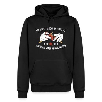 Agréable tant que la réserve de fil est organisée - Sweat à capuche Premium bio Homme - noir - Devant - Nico (187cm)