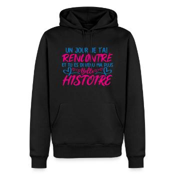 Amour Cadeau Copine et Copain en couple Valentin ! - Sweat à capuche Premium bio Homme - noir - Devant - Nico (187cm)