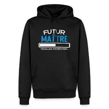 Futur Maître Idée Cadeau Futur Maître - Sweat à capuche Premium bio Homme - noir - Devant - Nico (187cm)