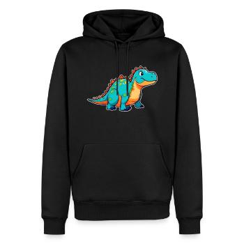 Dinosaure comique mignon - Sweat à capuche Premium bio Homme - noir - Devant - Nico (187cm)