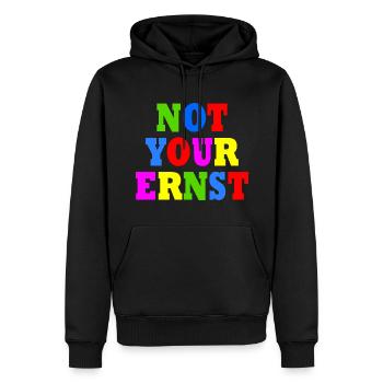 Not your ernst - Männer Premium Bio Hoodie - Schwarz - Vorne - Nico (187cm)