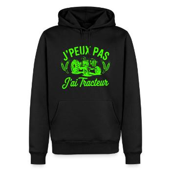 tee shirt Original j'peux pas j'ai tracteur - Sweat à capuche Premium bio Homme - noir - Devant - Nico (187cm)