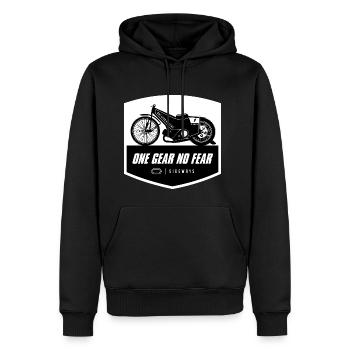 Speedway - one gear no fear - Sweat à capuche Premium bio Homme - noir - Devant - Nico (187cm)