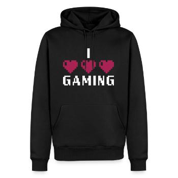 I love Gaming - Männer Premium Bio Hoodie - Schwarz - Vorne - Nico (187cm)