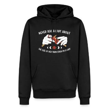 Ne demandez jamais à une dame à propos de sa réserve de fil à tricoter - Sweat à capuche Premium bio Homme - noir - Devant - Nico (187cm)