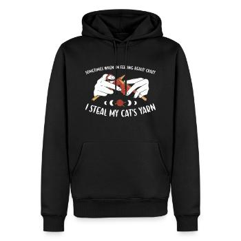 Sometimes I Steal My Cat's Yarn Knitting - Men’s Premium Organic Hoodie - black - Front - Nico (187cm)