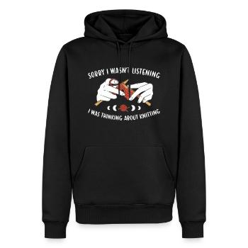 I Wasn't Listening I Was Thinking About Knitting - Men’s Premium Organic Hoodie - black - Front - Nico (187cm)