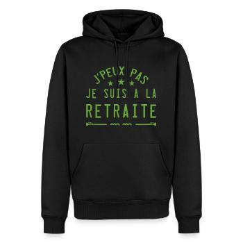 Je peux pas je suis à la retraite - Sweat à capuche Premium bio Homme - noir - Devant - Nico (187cm)