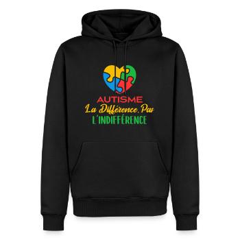 Avril Bleu Autisme Différence Pas Indifférence - Sweat à capuche Premium bio Homme - noir - Devant - Nico (187cm)