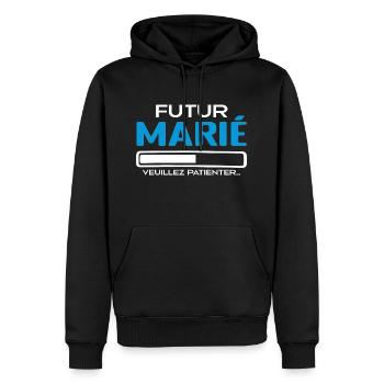 Futur Marié Idée Cadeau Futur Marié - Sweat à capuche Premium bio Homme - noir - Devant - Nico (187cm)