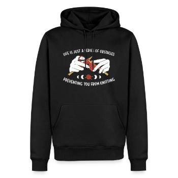 Life Is Just A Series Of Obstacles Knitting - Men’s Premium Organic Hoodie - black - Front - Nico (187cm)