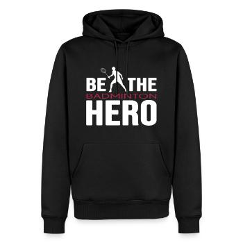 Joueur de badminton Héros de badminton - Sweat à capuche Premium bio Homme - noir - Devant - Nico (187cm)