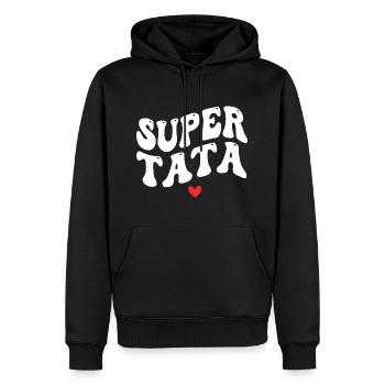 Super Tata, Tante Cadeau, Meilleure Tata - Sweat à capuche Premium bio Homme - noir - Devant - Nico (187cm)