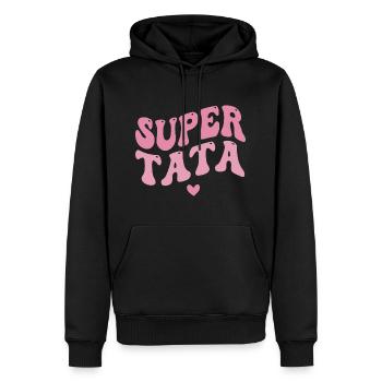 Super Tata - Sweat à capuche Premium bio Homme - noir - Devant - Nico (187cm)