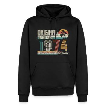 Januar 1974 Geburtstag Januar 1974 Geschenk - Männer Premium Bio Hoodie - Schwarz - Vorne - Nico (187cm)