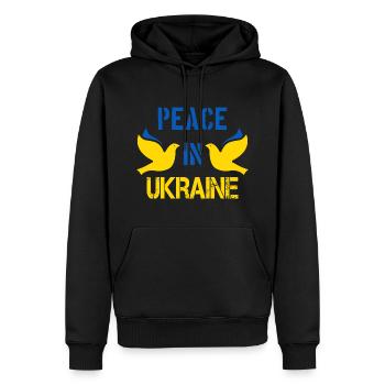 Peace In Ukraine - Friedenstauben - Männer Premium Bio Hoodie - Schwarz - Vorne - Nico (187cm)