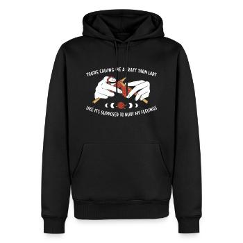 You're Calling Me A Crazy Yarn Lady Knitting - Men’s Premium Organic Hoodie - black - Front - Nico (187cm)