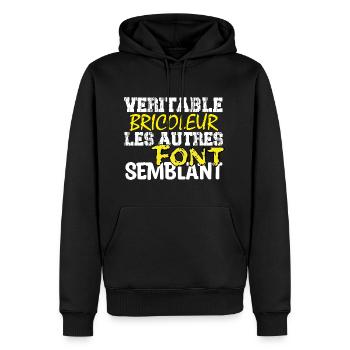 Bricolage | Véritable bricoleur ... - Sweat à capuche Premium bio Homme - noir - Devant - Nico (187cm)