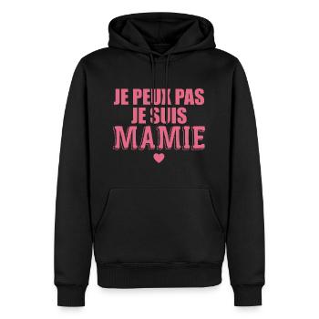 Je Peux Pas Je Suis Mamie Cadeau Mamie - Sweat à capuche Premium bio Homme - noir - Devant - Nico (187cm)