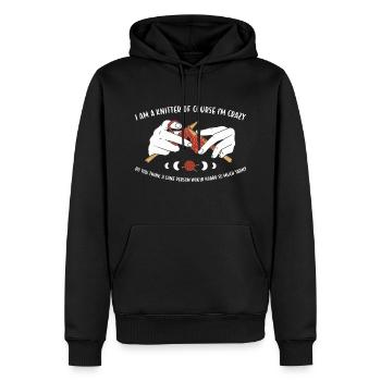 Je suis un tricoteur Bien sûr, je suis fou de tricoter - Sweat à capuche Premium bio Homme - noir - Devant - Nico (187cm)