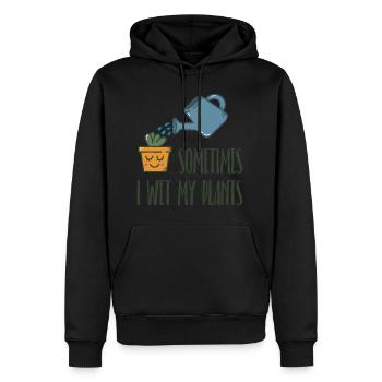 Parfois, je mouille mon cadeau de plantes - Sweat à capuche Premium bio Homme - noir - Devant - Nico (187cm)