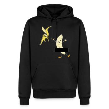 Banane nue. Idée cadeau humour censure - Sweat à capuche Premium bio Homme - noir - Devant - Nico (187cm)