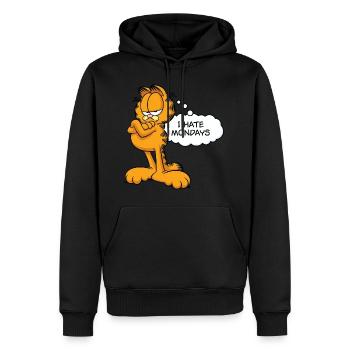 Garfield Ich Hasse Montage - Männer Premium Bio Hoodie - Schwarz - Vorne - Nico (187cm)