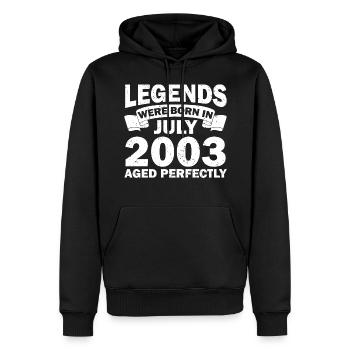 19. Geburtstag Juli Jahrgang 2003 Geschenkidee - Männer Premium Bio Hoodie - Schwarz - Vorne - Nico (187cm)