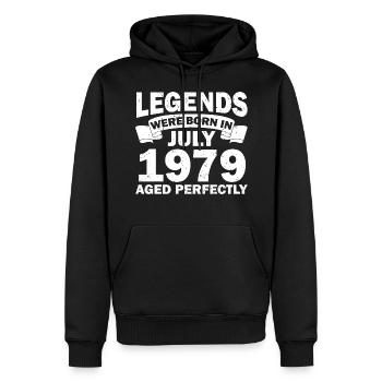 43ème anniversaire Juillet né 1979 Idée cadeau - Sweat à capuche Premium bio Homme - noir - Devant - Nico (187cm)