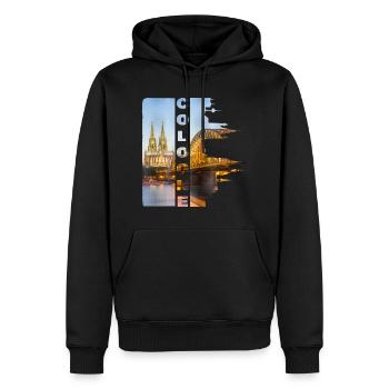 Cologne Cologne Allemagne Ville Skyline Cathédrale de Cologne - Sweat à capuche Premium bio Homme - noir - Devant - Nico (187cm)