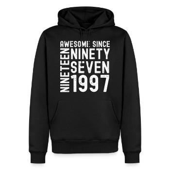 Génial depuis 1997 Année du cadeau d’anniversaire - Sweat à capuche Premium bio Homme - noir - Devant - Nico (187cm)