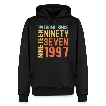 Génial depuis 1997 Année du cadeau d’anniversaire - Sweat à capuche Premium bio Homme - noir - Devant - Nico (187cm)