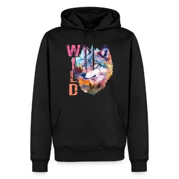 Wolf Wild Wolf Head Nature Wilderness Forest Trees Art - Men’s Premium Organic Hoodie - black - Front - Nico (187cm)
