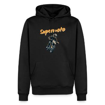 Pilote Supermotard et moto Supermotard cool - Sweat à capuche Premium bio Homme - noir - Devant - Nico (187cm)