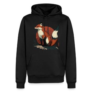 Renard japonais - Sweat à capuche Premium bio Homme - noir - Devant - Nico (187cm)