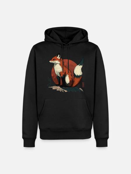 Japanese Fox - Men’s Premium Organic Hoodie - black