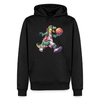 Basketball Dinosaure T-Rex Player Sports Cartoon - Sweat à capuche Premium bio Homme - noir - Devant - Nico (187cm)