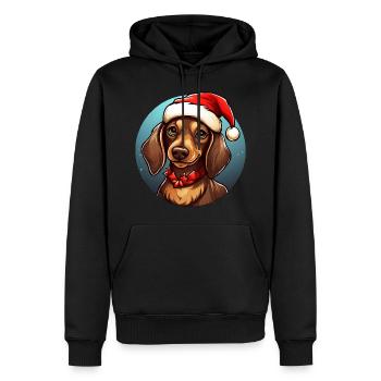 Dackel Weihnachten - Männer Premium Bio Hoodie - Schwarz - Vorne - Nico (187cm)
