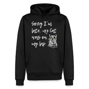 Sorry Cat Was On Lap - Männer Premium Bio Hoodie - Schwarz - Vorne - Nico (187cm)